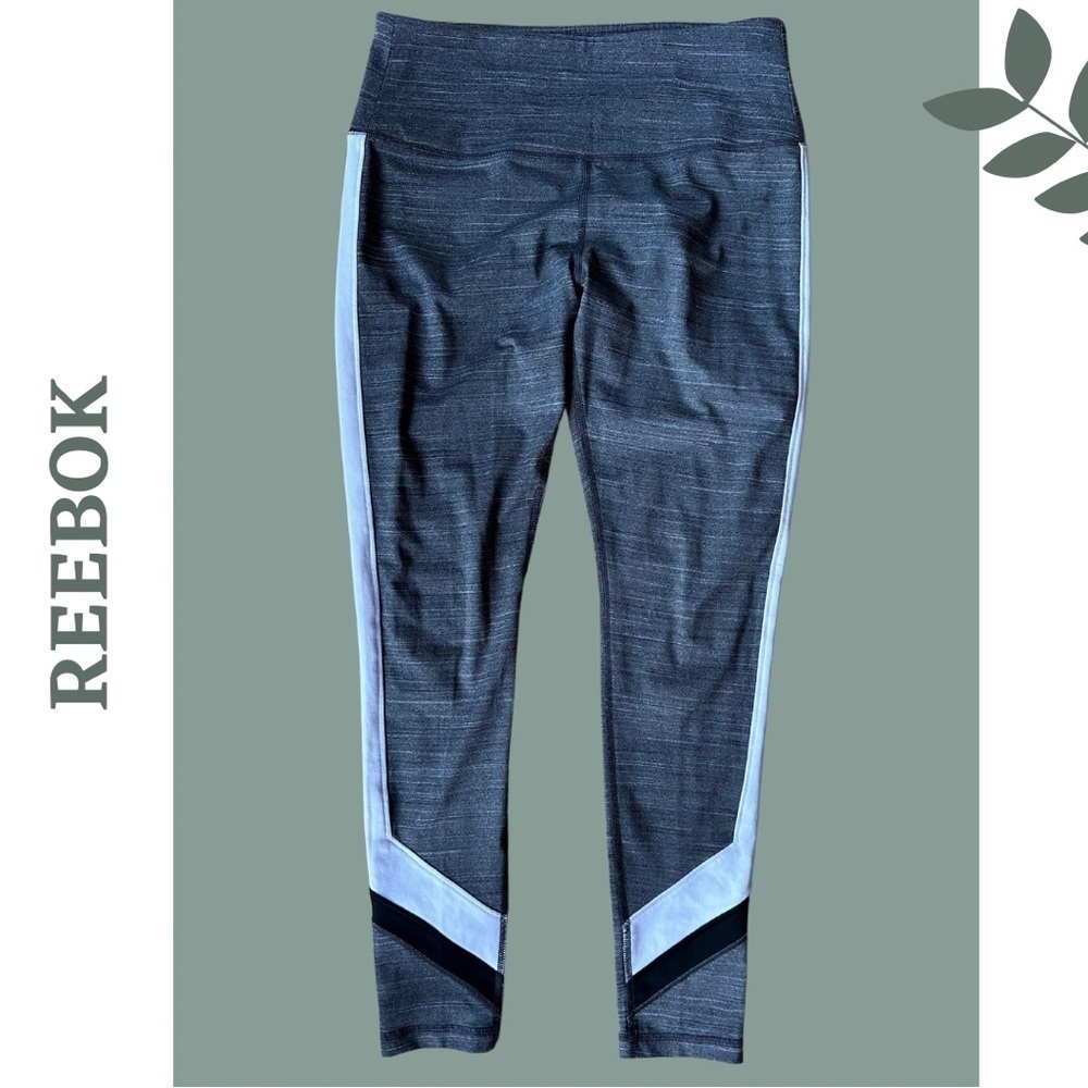 Reebok Women’s Color Block Grey Black White Leggings Size Medium